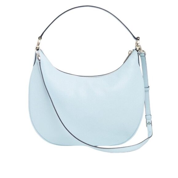 Kate Spade Womens Sky Blue Pebbled Leather Weston Large Shoulder Hobo Bag New - Picture 3 of 15
